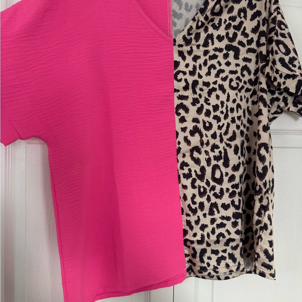 Pink and Leopard Print Kids T-Shirts